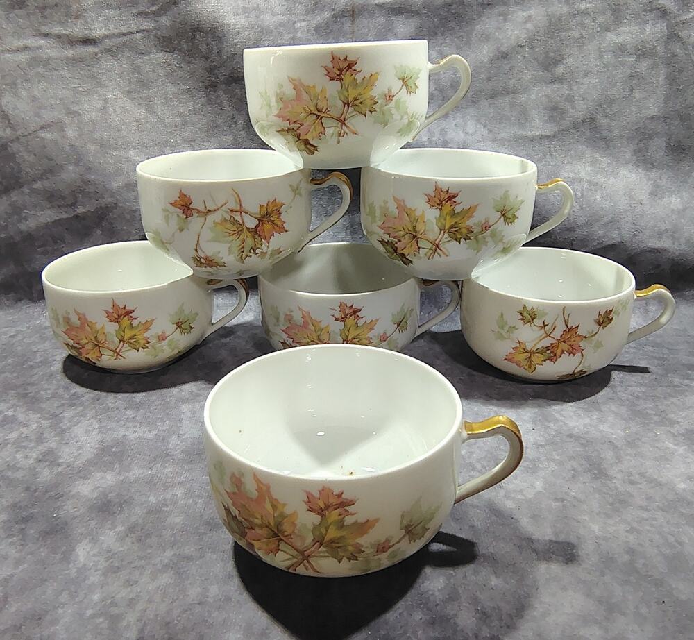 7 Vintage Haviland Limoges Autumn Leaf Tea Cups